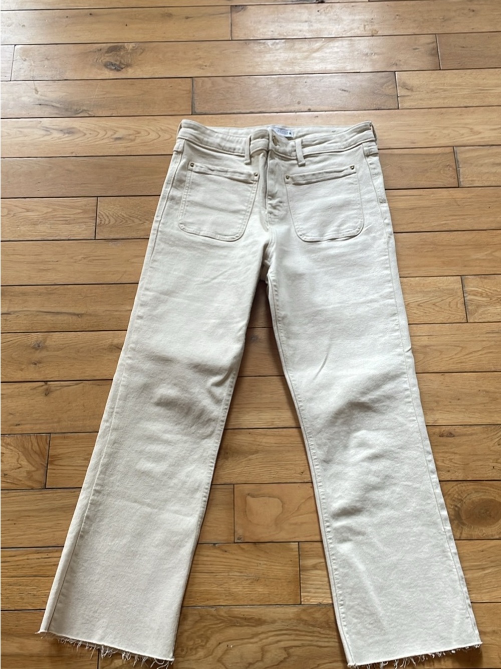 Zara Women's Cream Straight-Leg Jeans